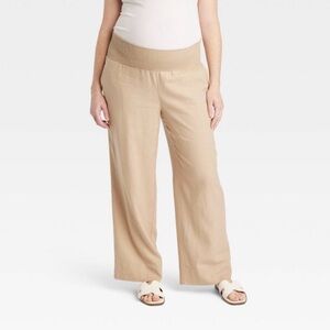 Isabel Maternity by Ingrid & Isabel Wide Leg Maternity Pants in Beige